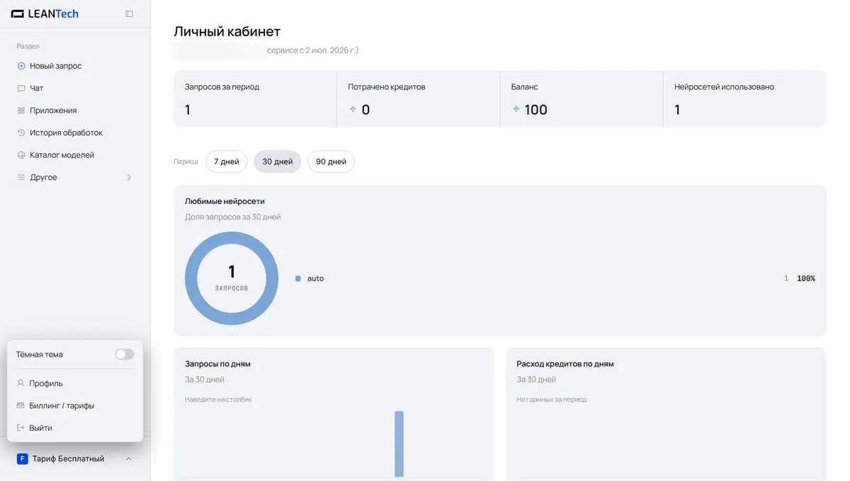 DuckDuckGo AI Chat и другие нейросети в кабинете LeanTech AI без VPN